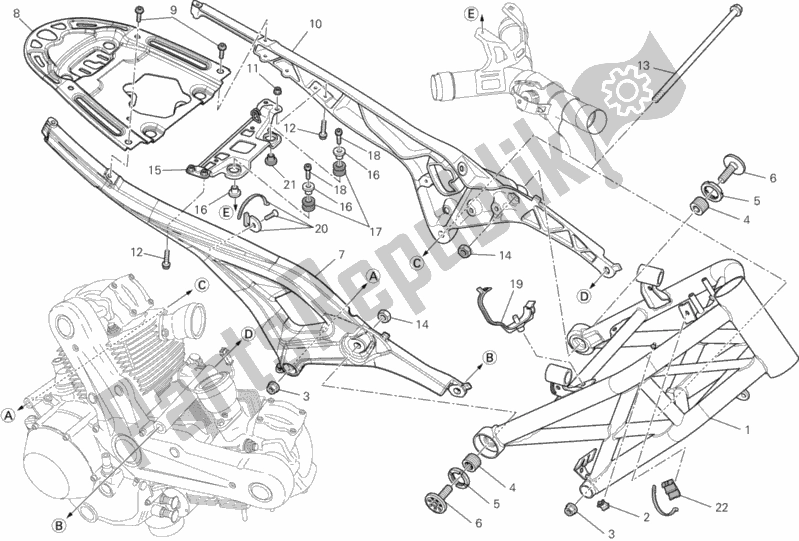 Toutes les pièces pour le Cadre du Ducati Monster 696 ABS 2014